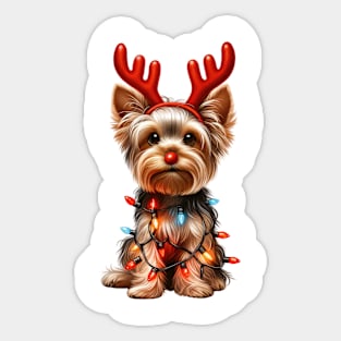 Christmas Red Nose Yorkshire Terrier Dog Sticker